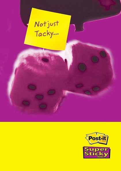 An advertisement for post-it super sticky notes