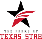 Texas Star logo with black star and red swoosh, text reading &ldquo;THE PARKS AT TEXAS STAR&rdquo;