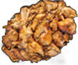 Pile of cooked, golden-brown chicken pieces against a black background.