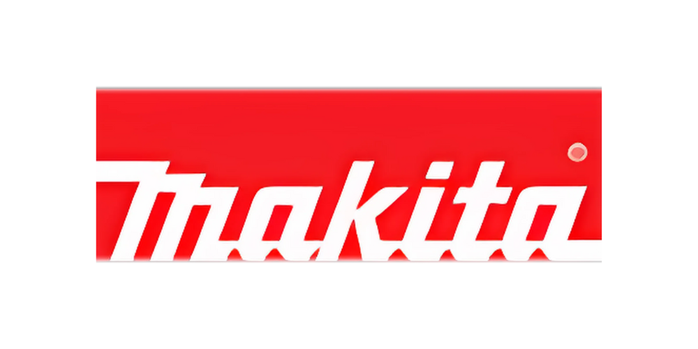 Makita logo: white text on red background.