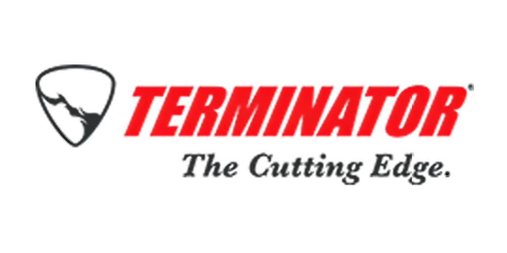 Logo for Terminator. Red word 