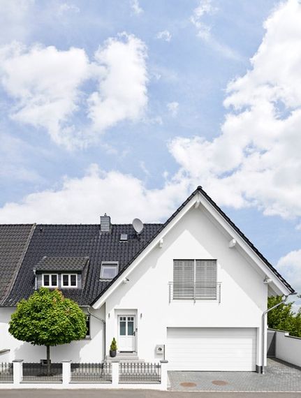 house with black roof