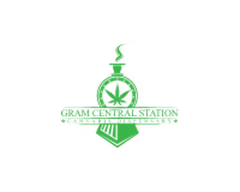 A logo for herbal greens with a green leaf on a white background.
