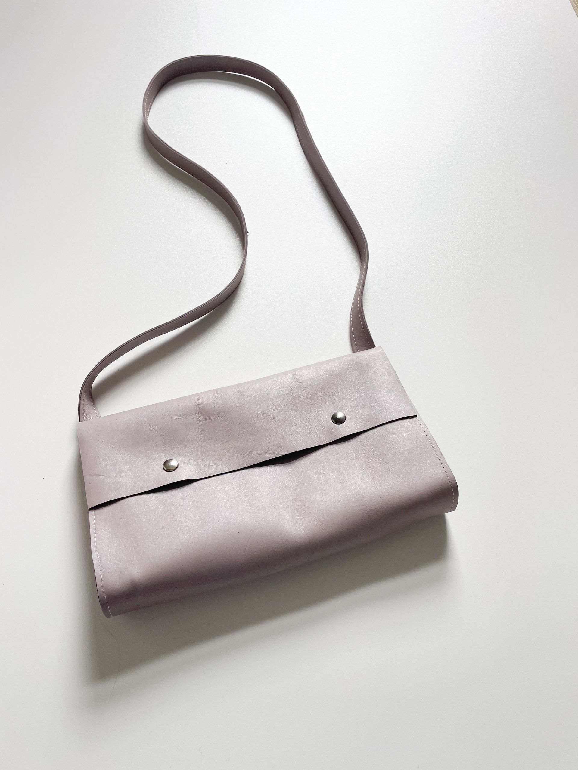 Schoudertas van leer - lila