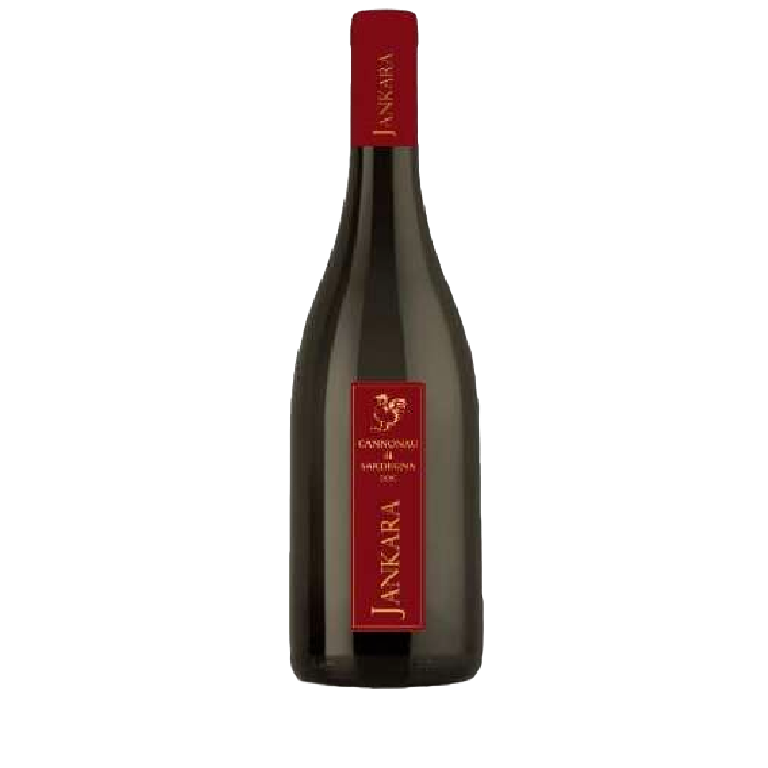 Wijnfles met rood etiket en dop, met de opdruk 