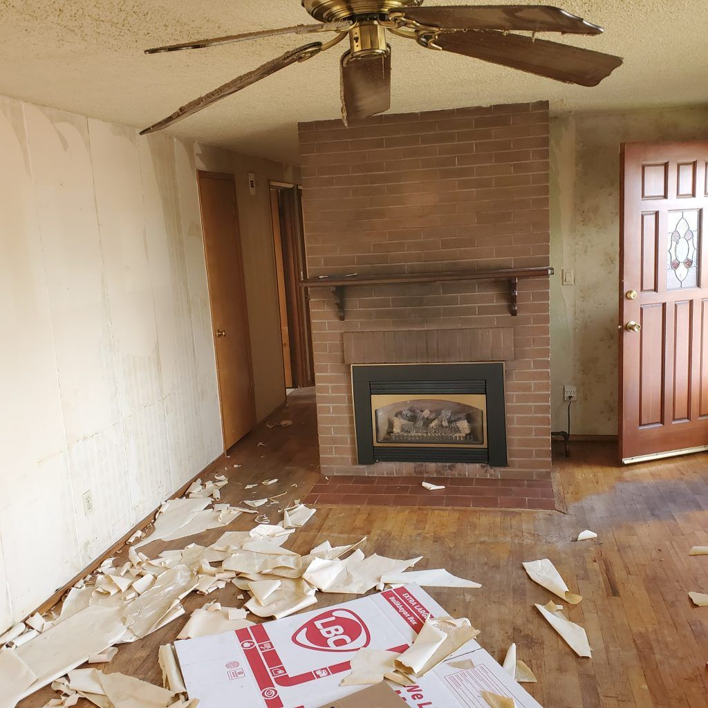 an old brick fireplace in brown brick