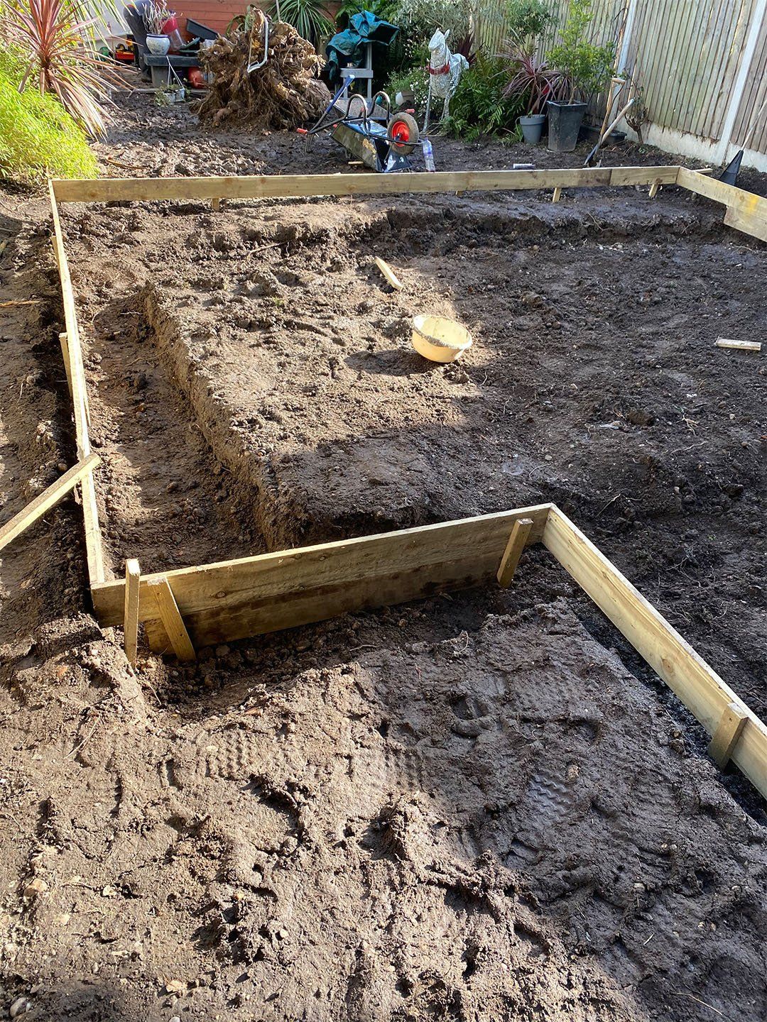 marking the base for the garden room