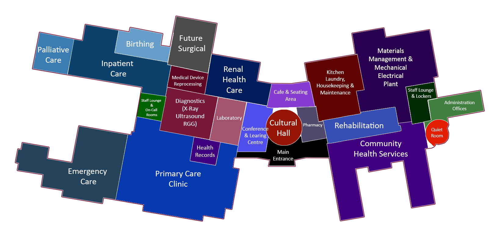 A blue and purple map with a red circle in the middle