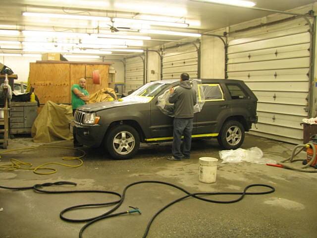 Jeep getting work done - Auto body shop in Springfield, MA