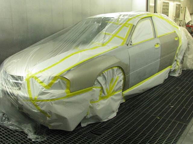 Car getting painted - Auto body shop in Springfield, MA