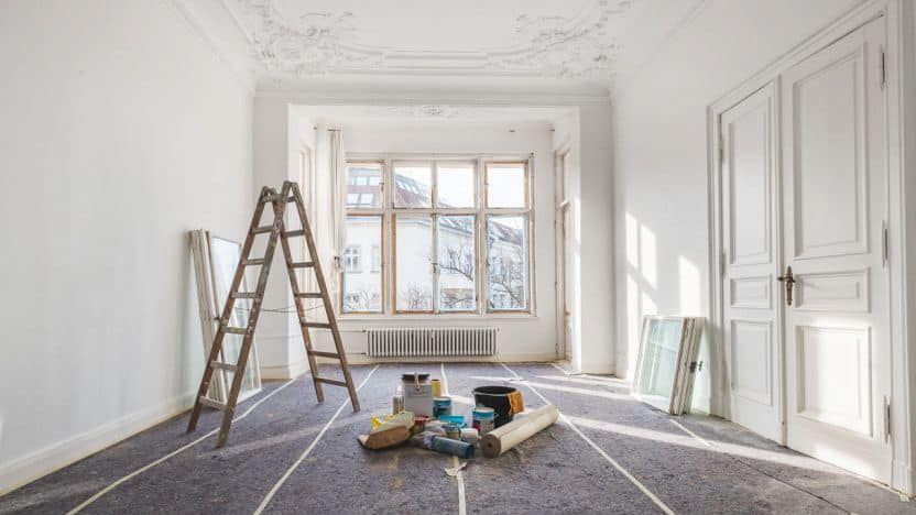 una stanza pronta per essere ristrutturata