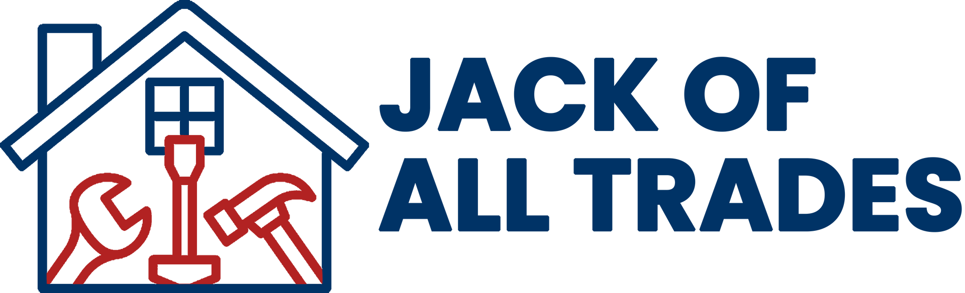 Logo: A house outline with tools inside, text reads "JACK OF ALL TRADES".