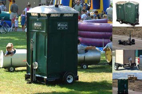 collage pictures of portable toilet