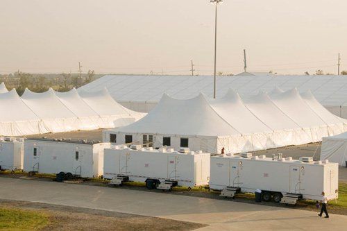 disaster relief trailers and tent
