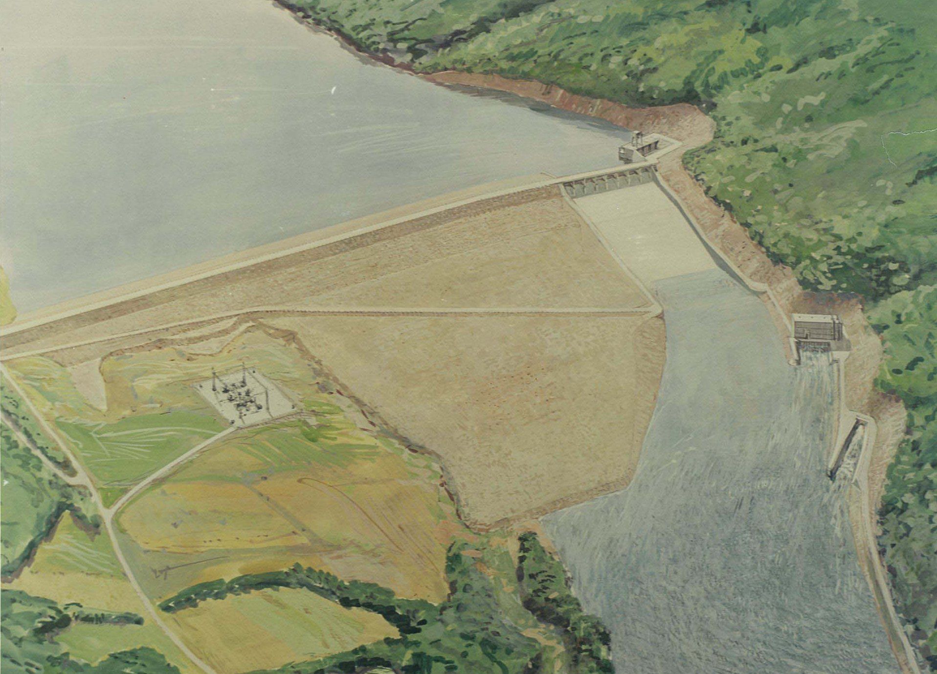 An artist's rendering of the Tocks Island Dam, which was voted down by the Delaware River Basin Commission in 1975.