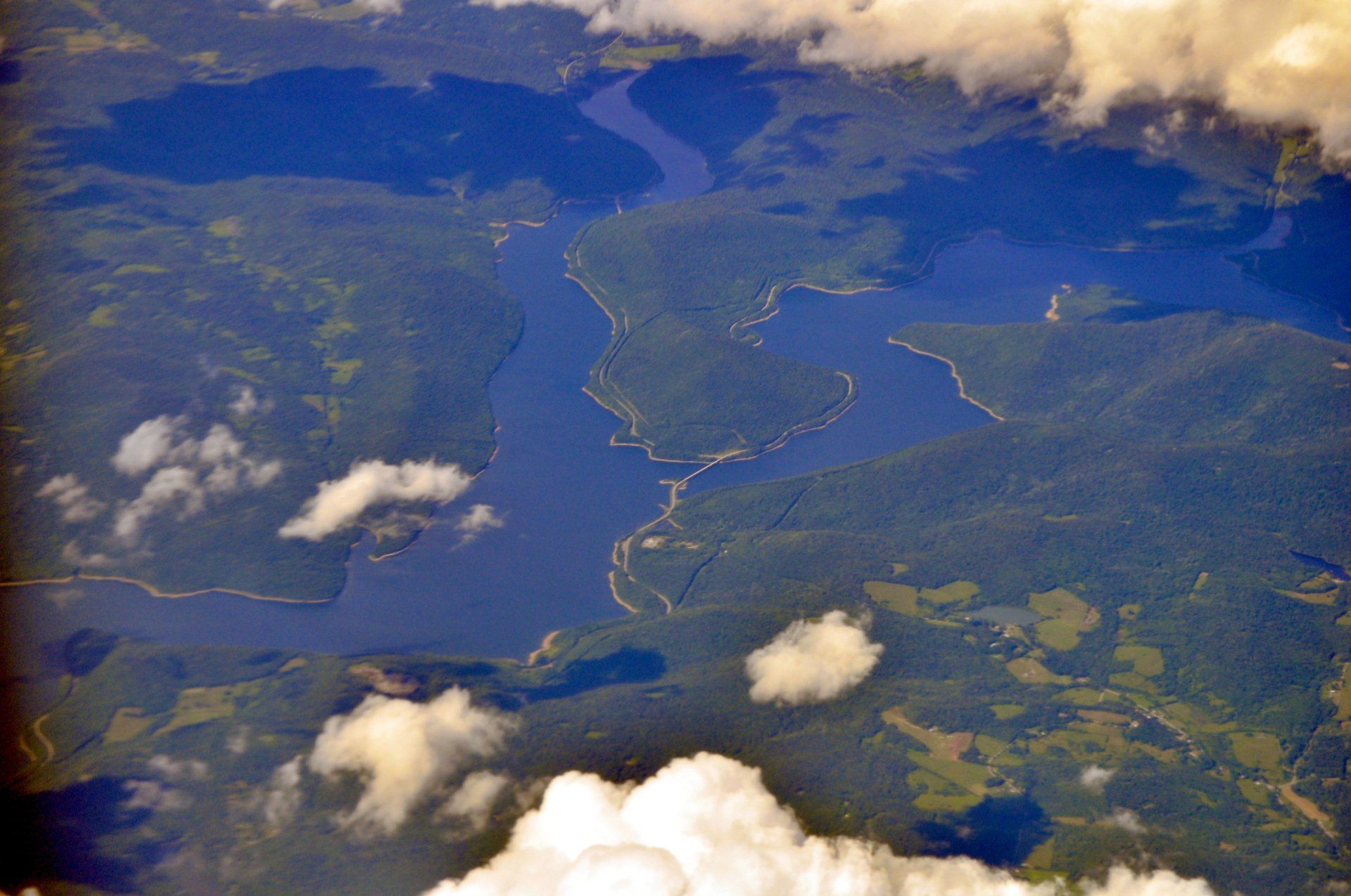 The Cannonsville Reservoir, which supplies drinking water to New York City and is located in the upper Delaware River Basin, is shown in an aerial view.