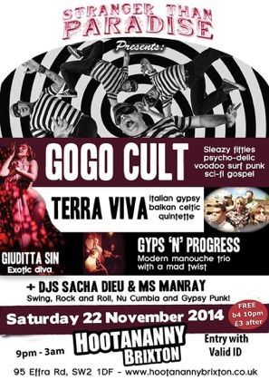 A poster for a concert called gogo cult terra viva