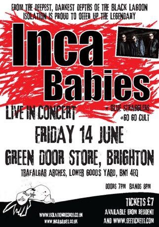A poster for inca babies live in concert on friday june 14th