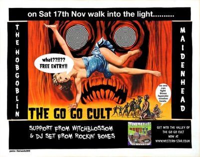 An advertisement for the go go cult on saturday november 17th