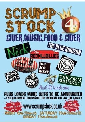 A poster for scrump stock 4 cider music food and cider