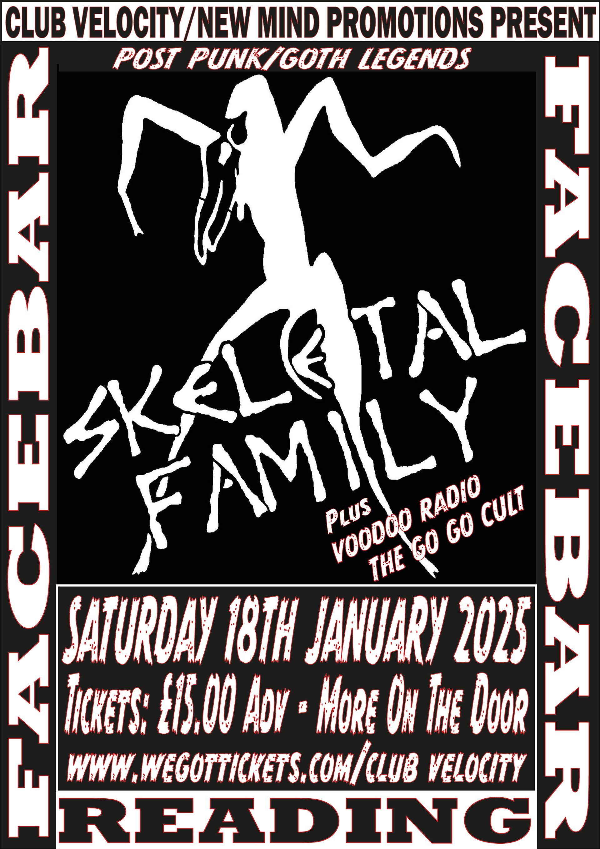A poster for a skeleton family concert on january 18th