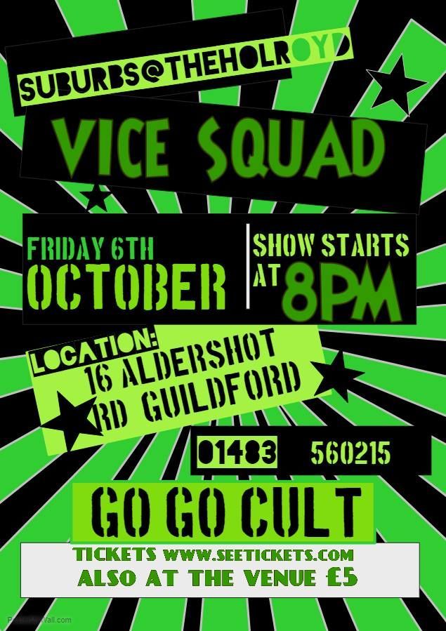 A green and black poster for vice squad
