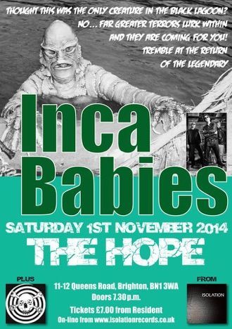 A poster for inca babies on saturday november 1st 2014
