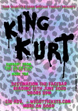 A poster for king kurt is on a leopard print background.