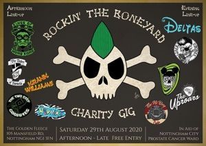 A poster for rockin the boneyard delta charity gig