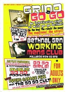 A poster for grind go go an intoxicating night of wild go go action