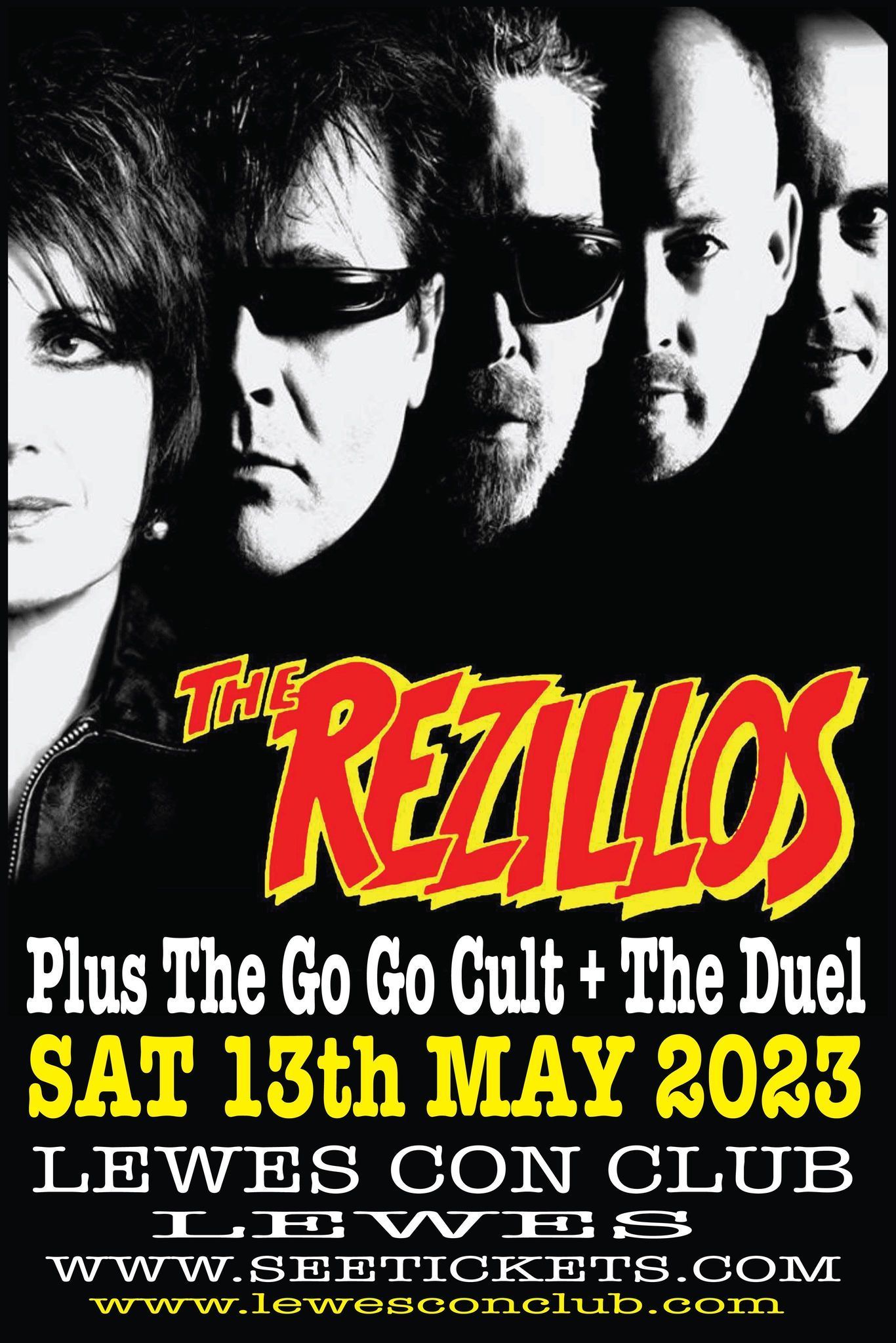 A poster for the real los plus the go go cult and the duel