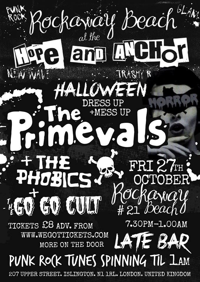 A poster for a halloween party at rockaway beach