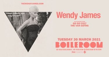 A poster for wendy james at the boiler room