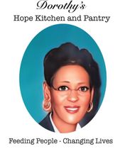 The logo for dorothy 's hope kitchen and pantry is black and white.