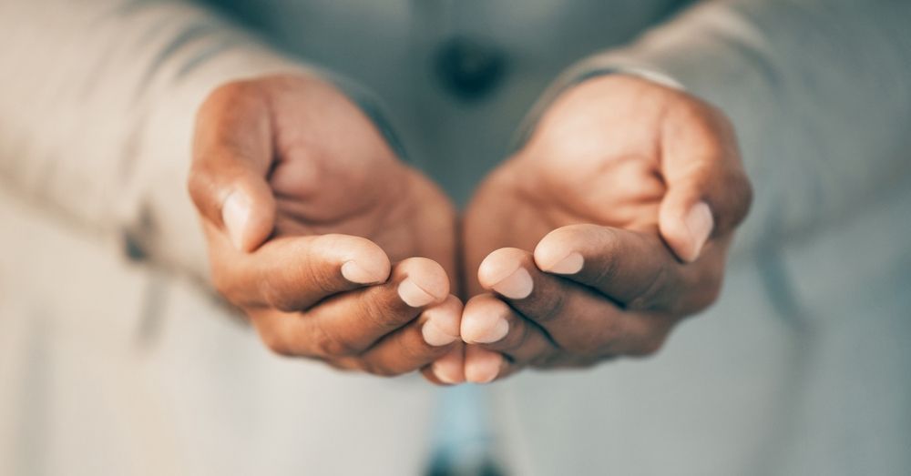 A person is holding something in their hands.