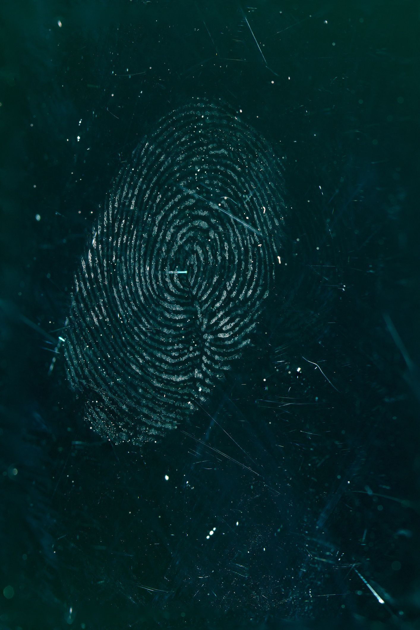 A close up of a fingerprint on a dark surface