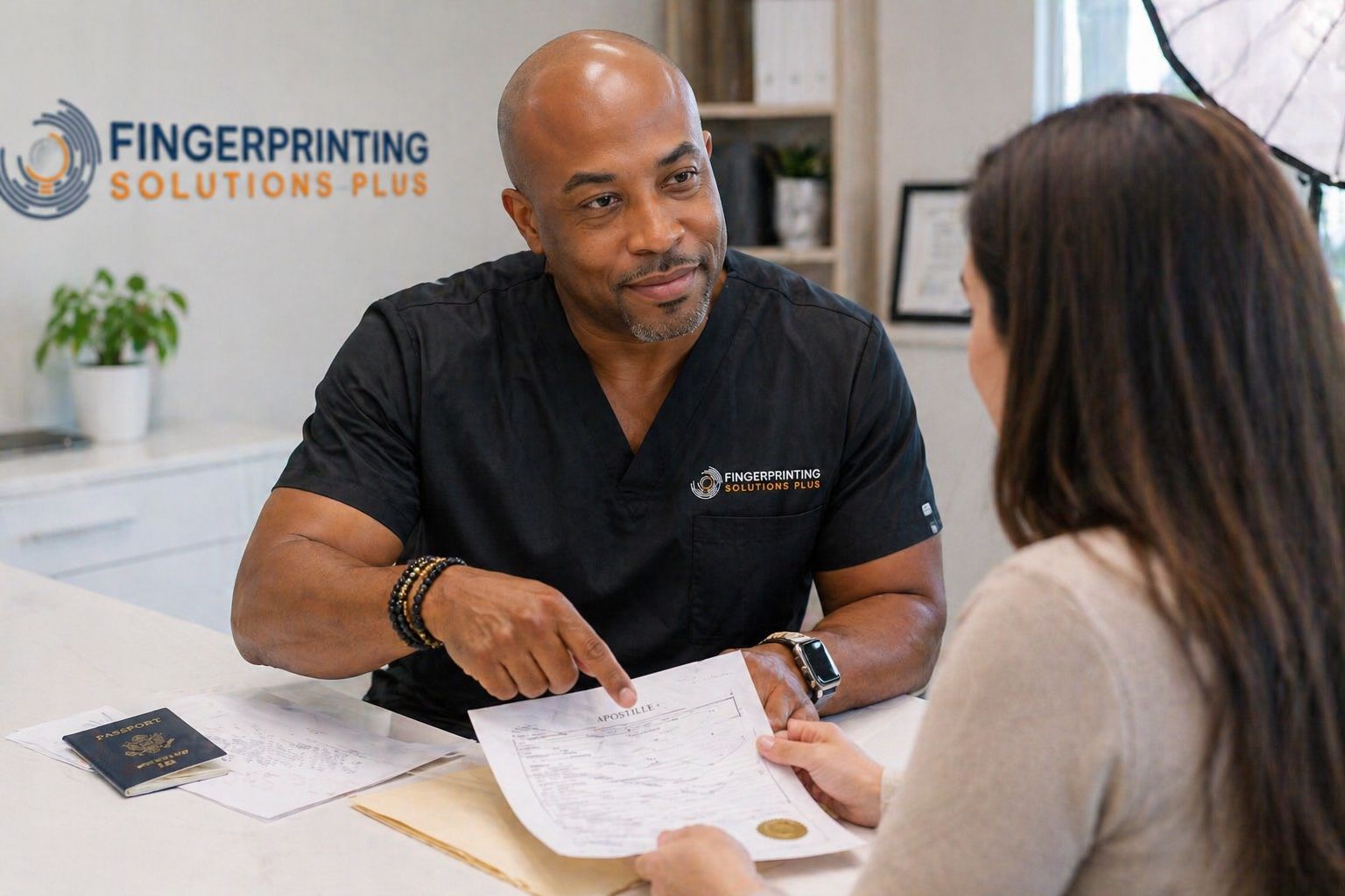  Technician reviewing documents for apostille processing in Frisco Texas