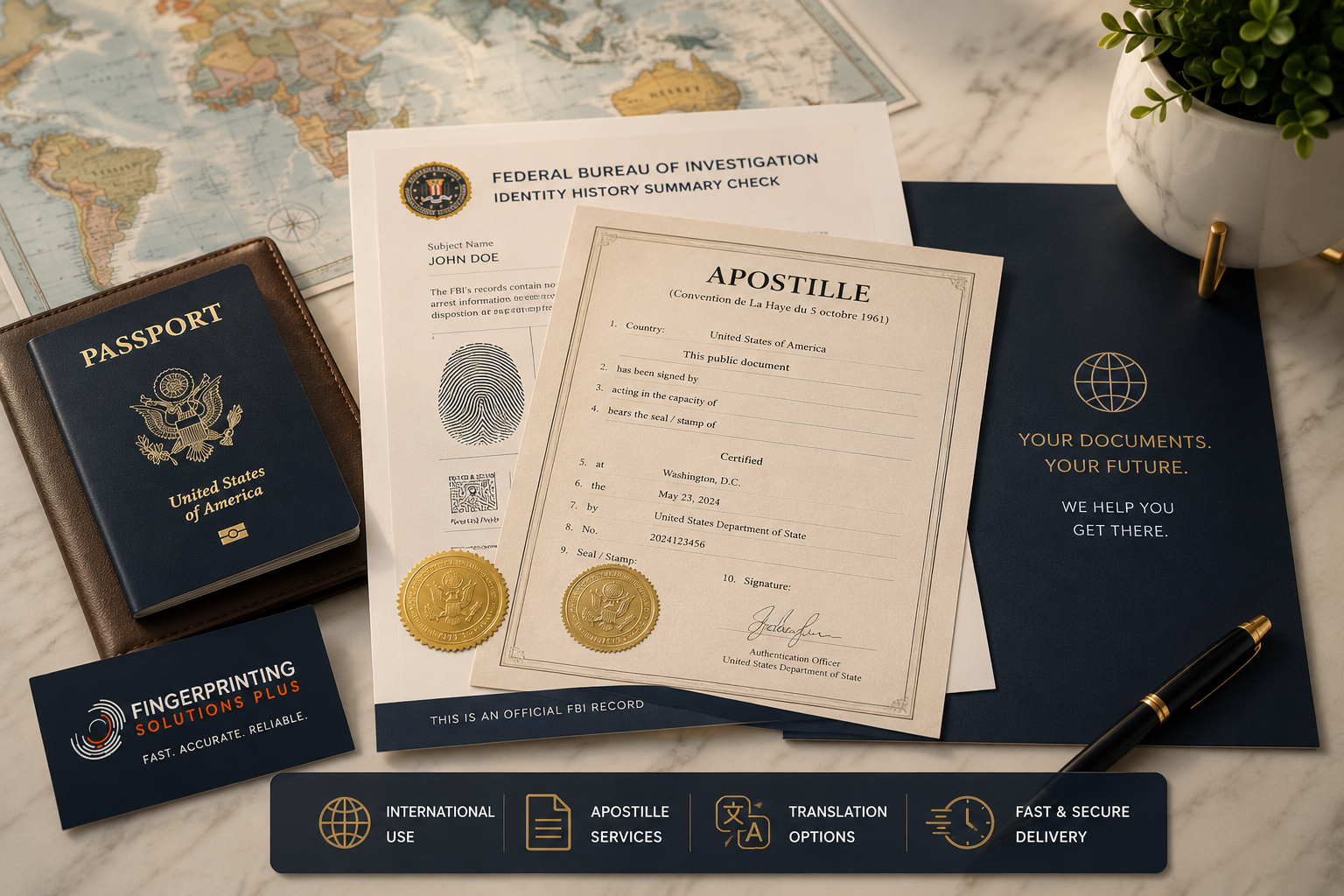 Professional FBI apostille and international document authentication services for overseas travel, residency, work, and dual citizenship applications. FBI background check apostille services for international travel, dual citizenship, and overseas documentation