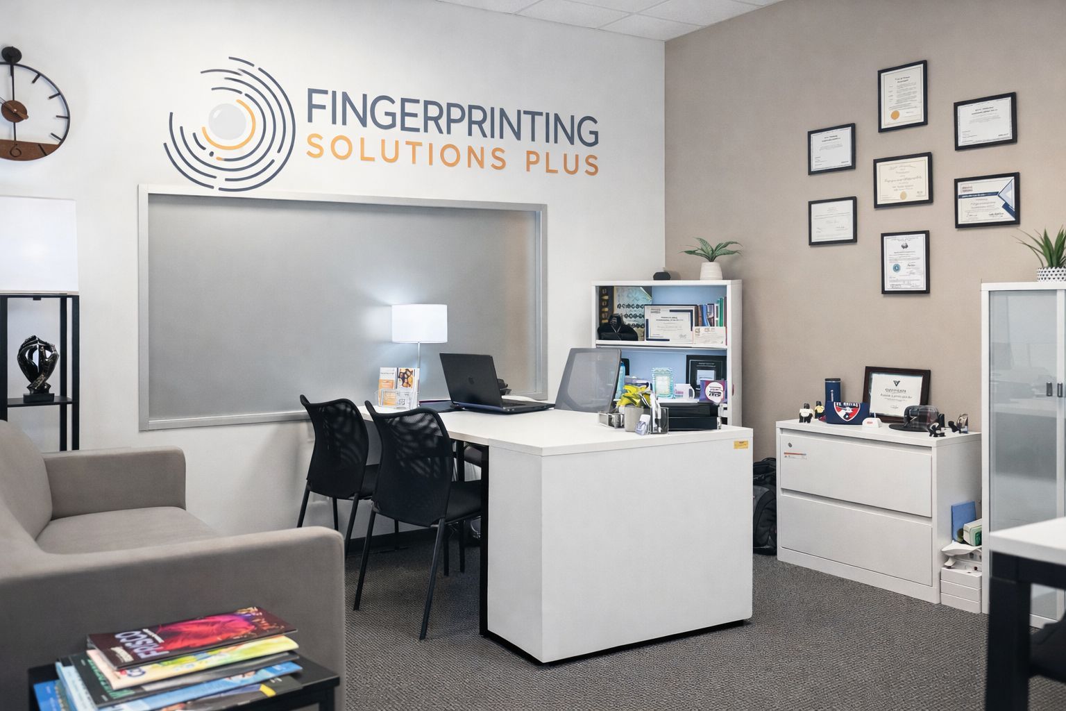 Modern fingerprinting office in Frisco, Texas,s with a clean, professional environment