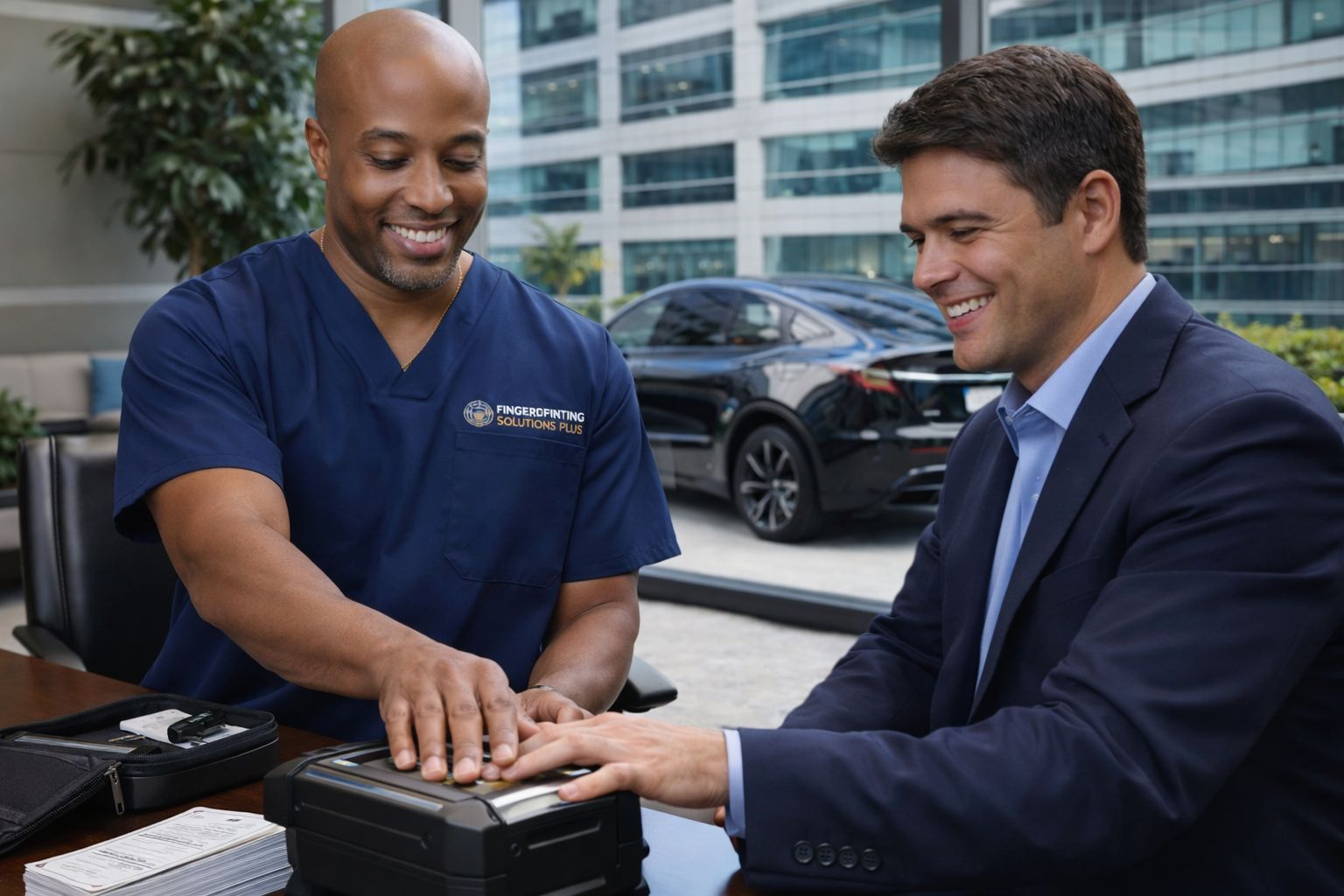 mobile fingerprinting Frisco, TX technician providing on-site service