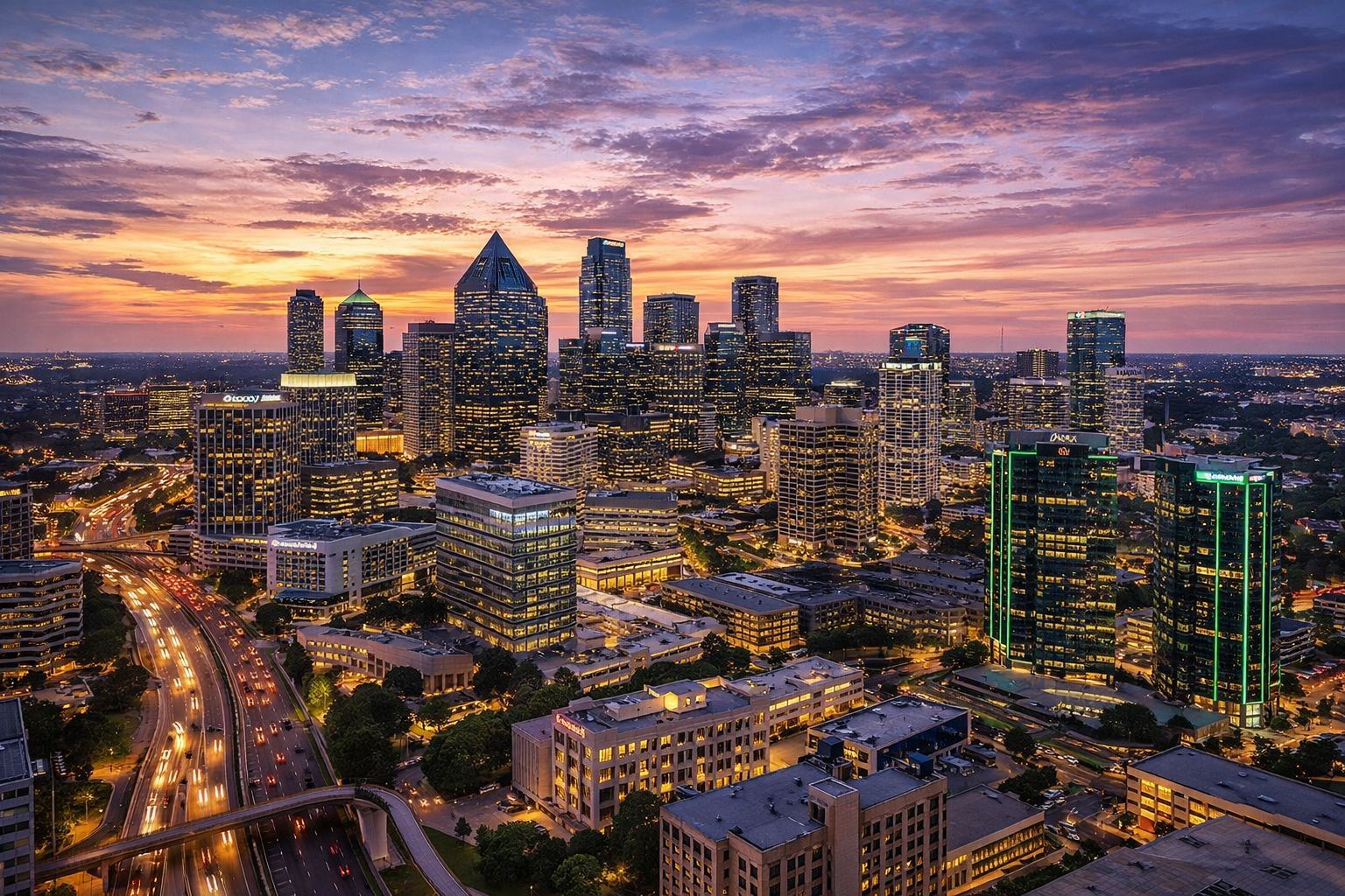 North Dallas skyline and business district representing the fingerprinting service coverage area
