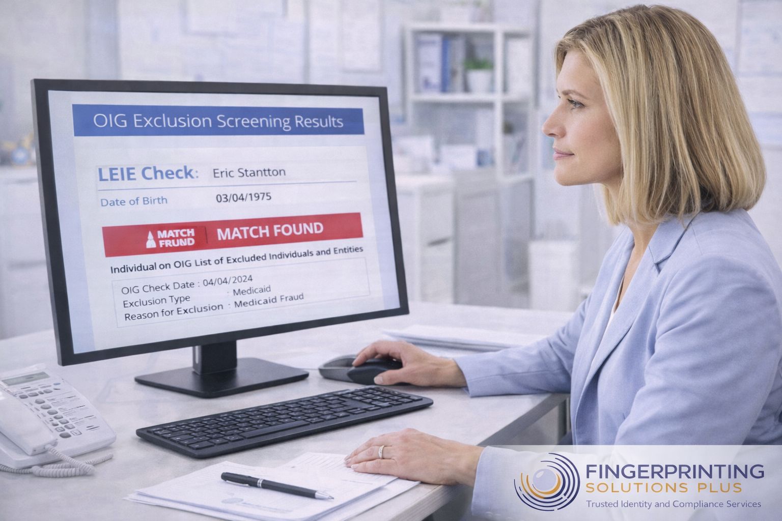 Healthcare administrator performing OIG exclusion screening for an employee
