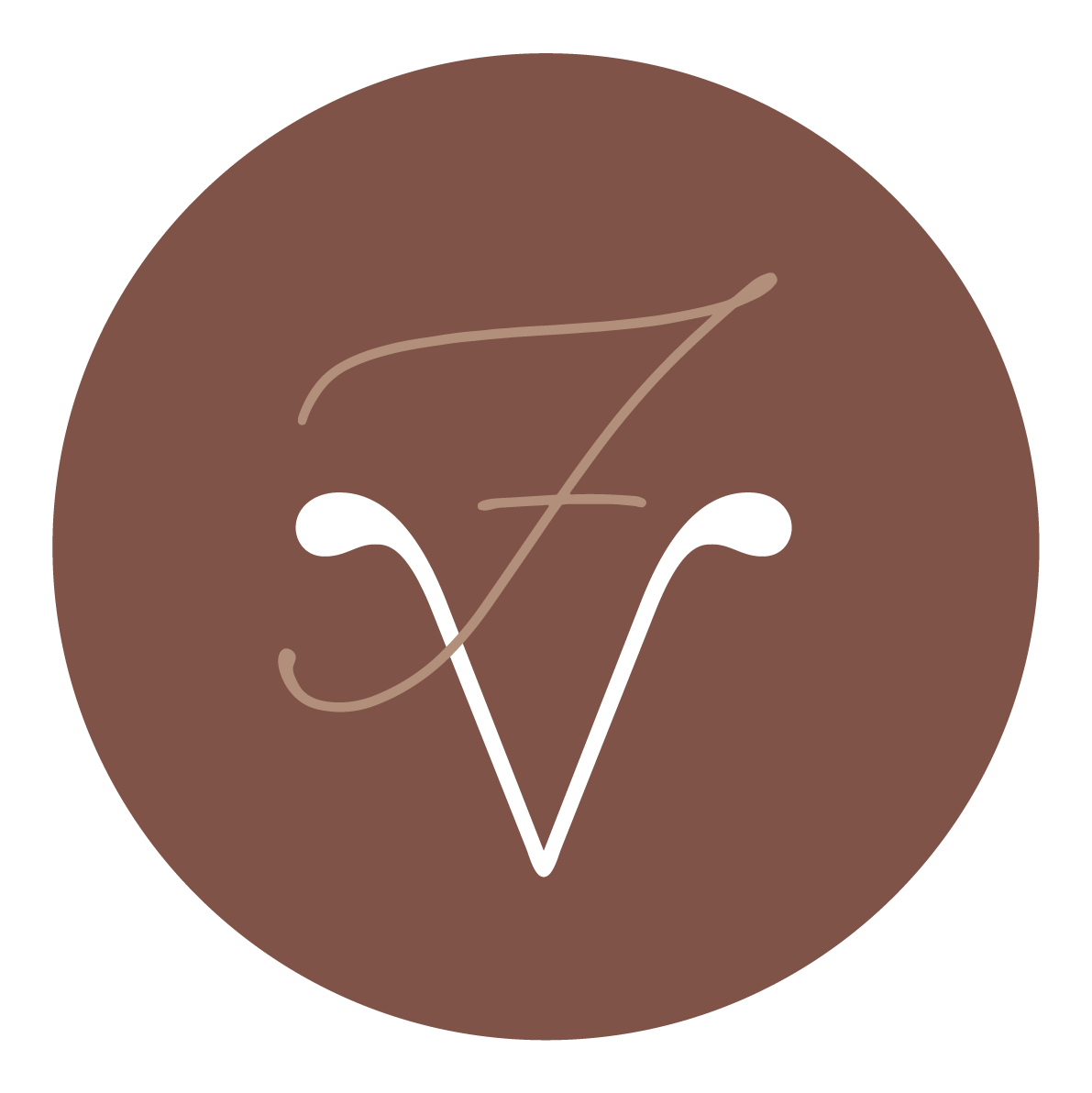 Círculo marrom com logotipo 