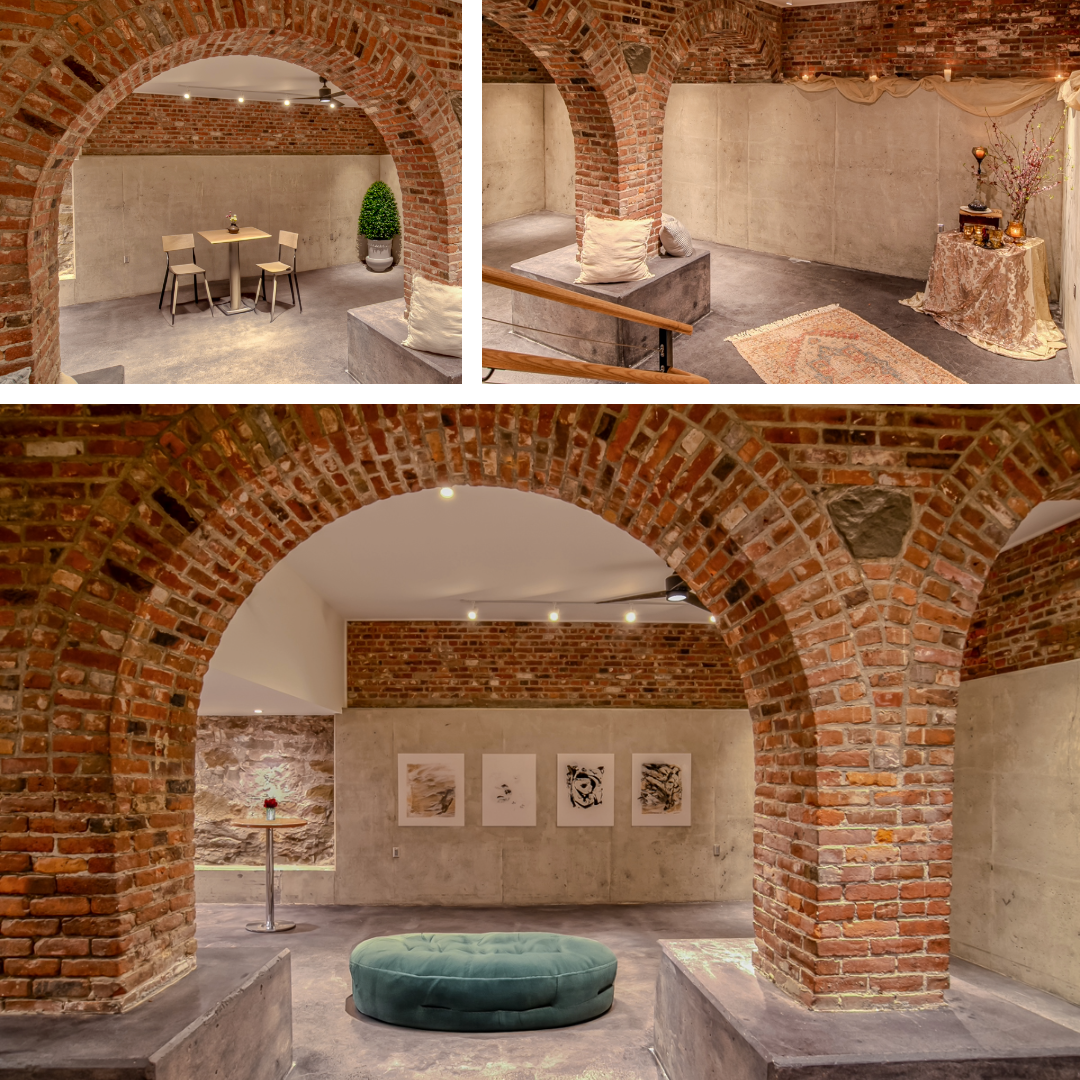 A beautiful event space with brick arches