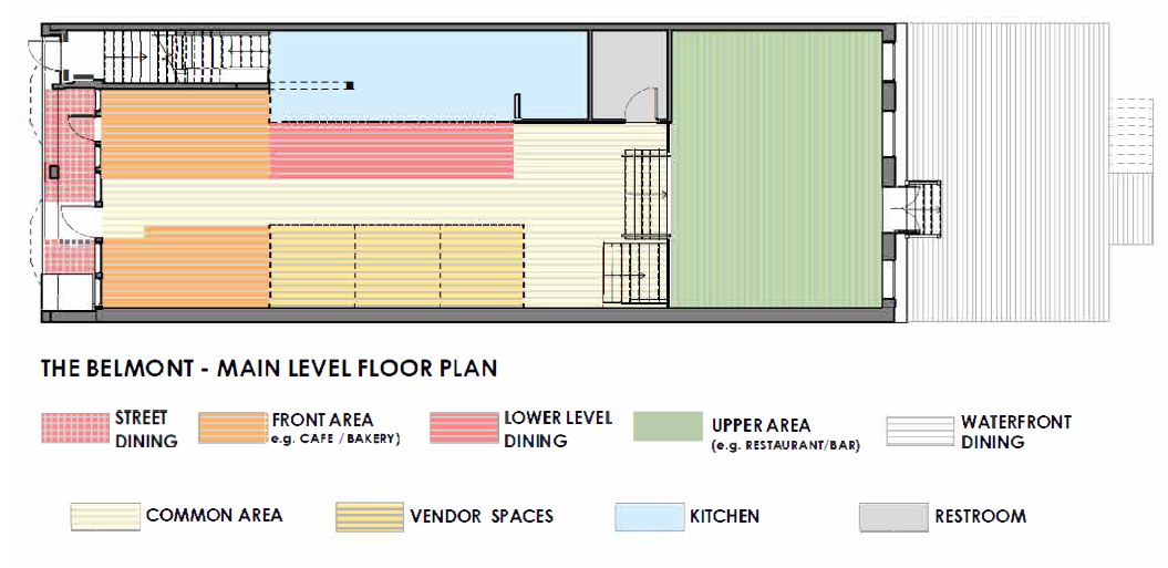 A floor plan of the belmont main level floor plan