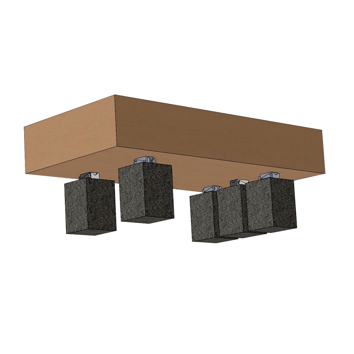 Block and wedge system supporting granite slab