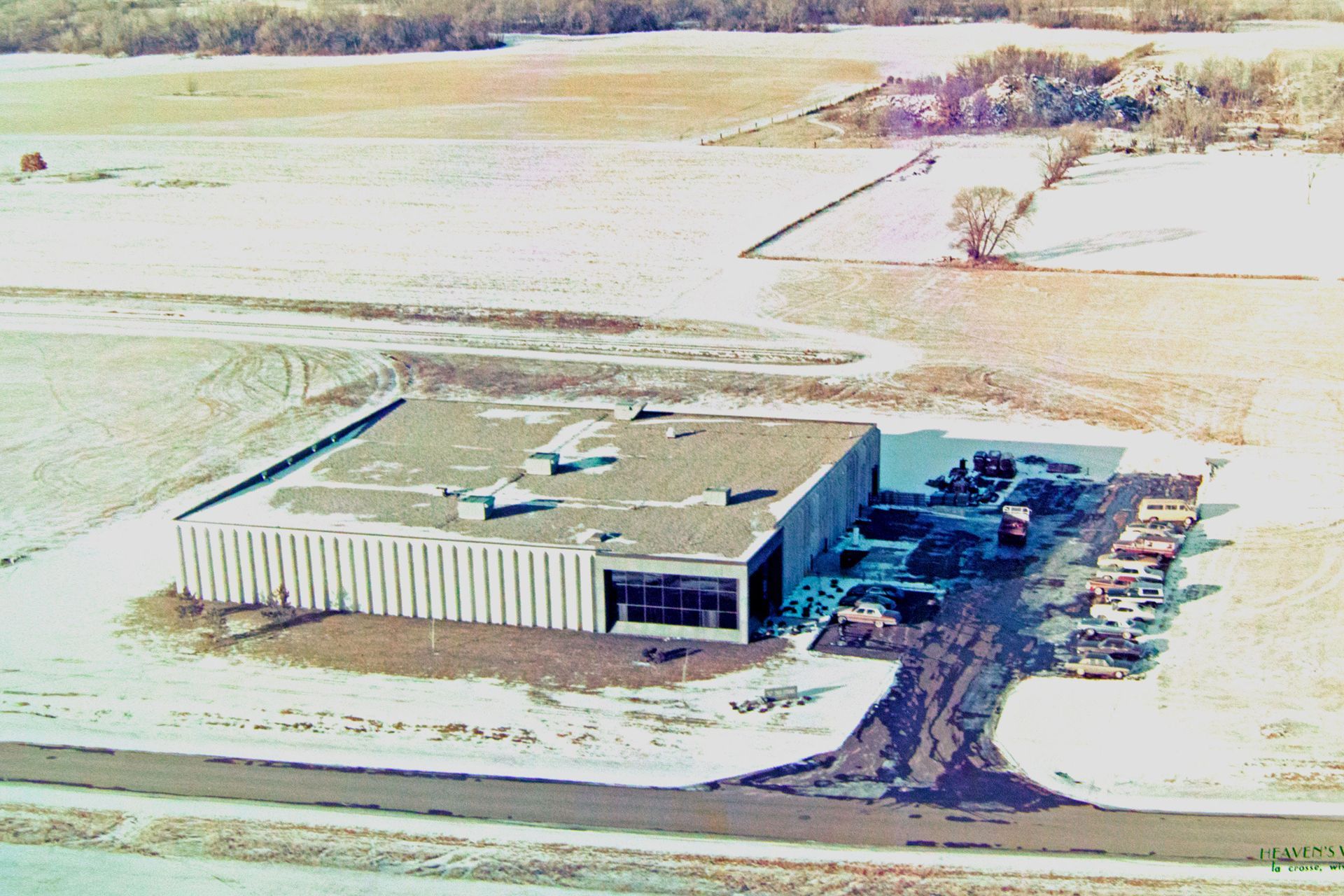 Vintage aerial photo of exterior building