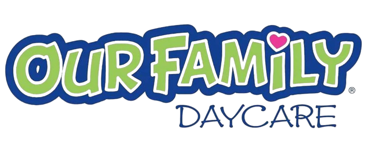 The logo for our family daycare is green and blue with a heart in the middle.