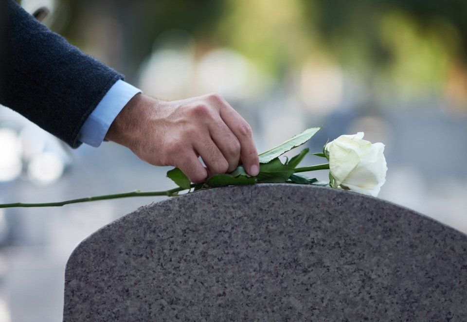 White flower on headstone
