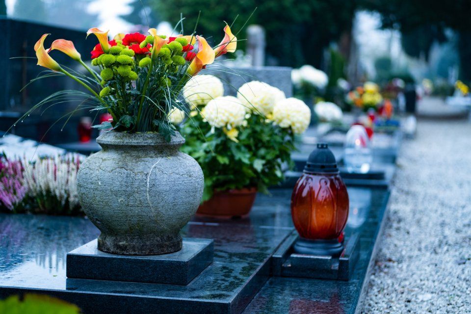 Headstones in the cemetery